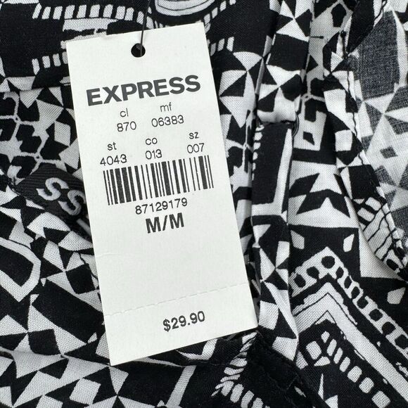 Express Tie Back Cropped Halter Tank Top Chevron Black White Size Medium Boho - Picture 5 of 9